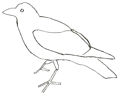 400x317 How To Draw A Crow - Outline Sketch Of Birds