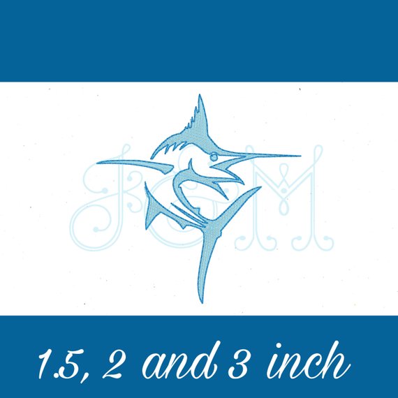 570x570 Marlin Fish Fill Stitch Outline Vintage Stitch Sketch Machine Etsy - Outline Sketch Of Fish