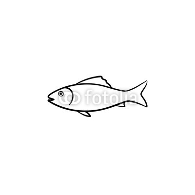 400x400 Raw Fish Hand Drawn Outline Doodle Icon. Vector Sketch - Outline Sketch Of Fish