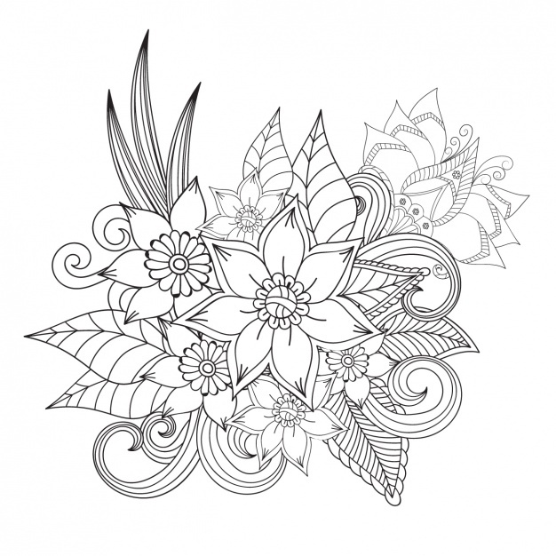 626x626 Flower Outline Vectors, Photos And Psd Files Free Download - Outline Sketch Of Flowers