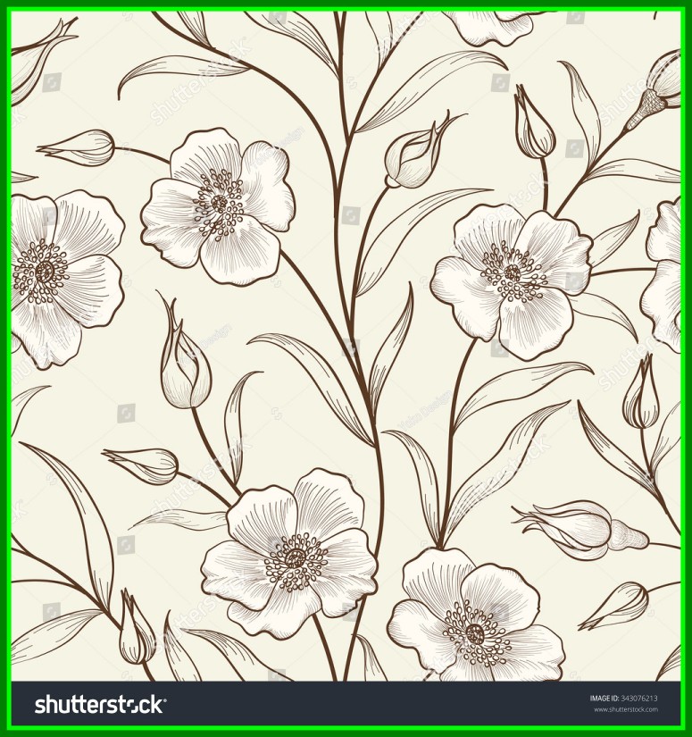 775x825 Marvelous Floral Seamless Outline Sketch Pattern Flower Stock - Outline Sketch Of Flowers