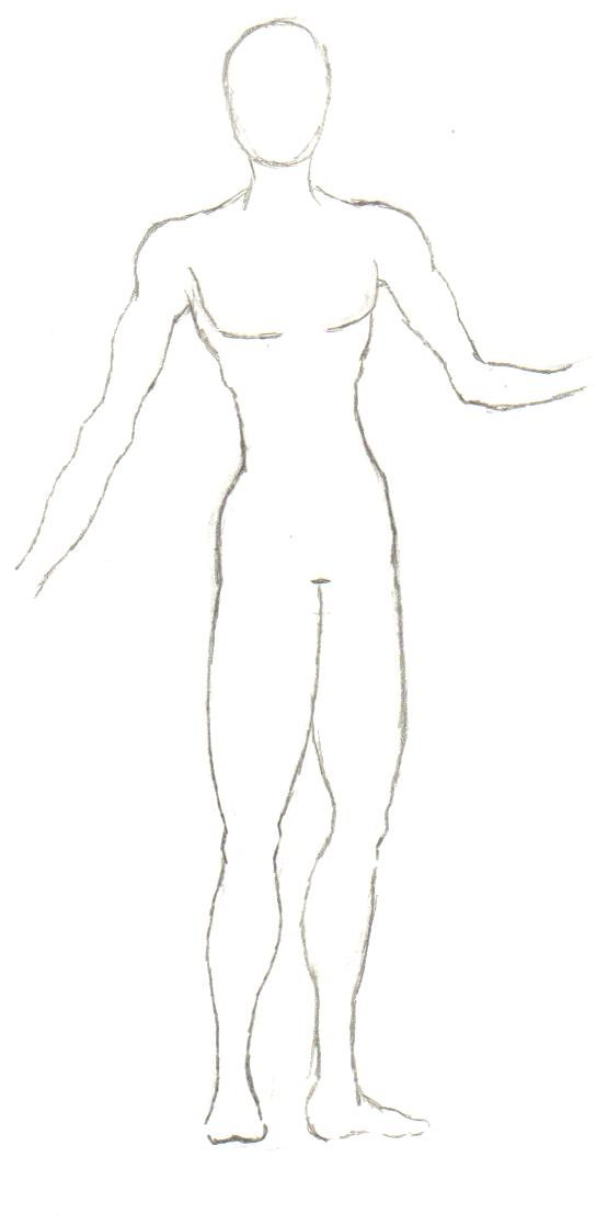 555x1117 Body Sketch Outline - Outline Sketch Of Human Body