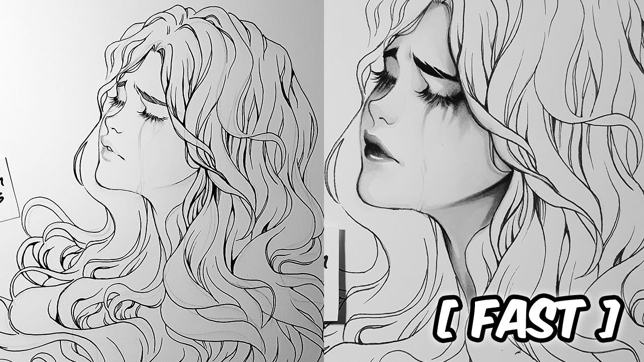 1280x720 If Tears Are Falling Down Sketch + Outlines [Fast] - Outlines Sketch