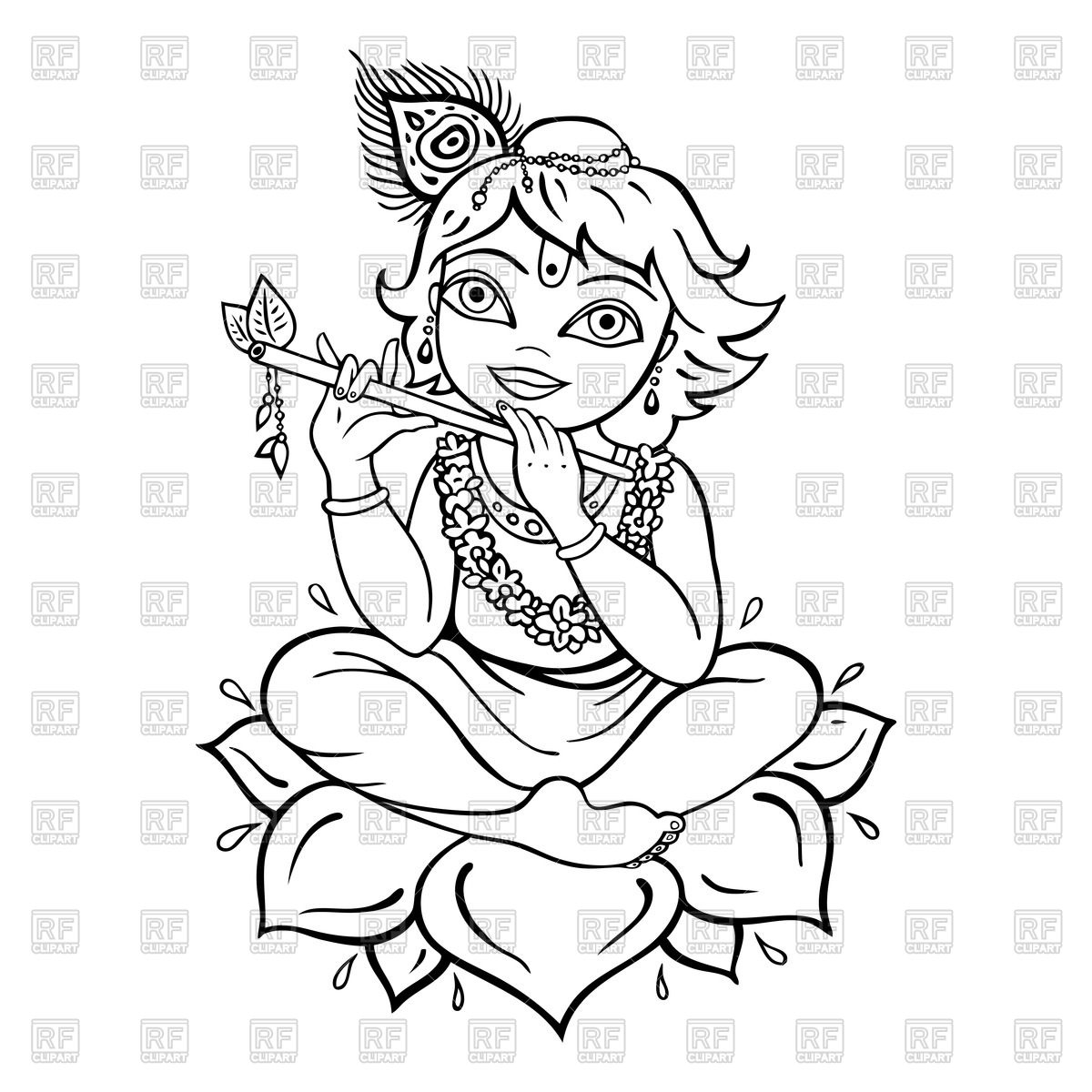 1200x1200 Outline Sketch Of Lord Krishna Outlines Of Hindu God Krishna - Outlines Sketch