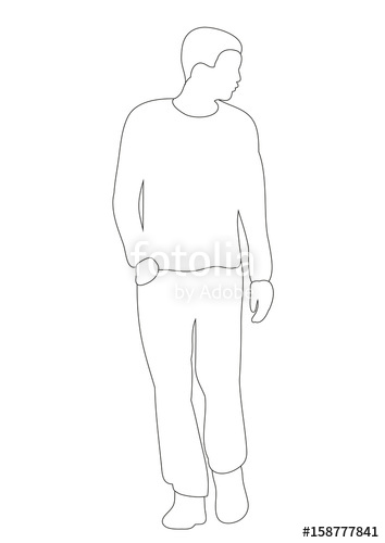 354x500 Vector, Isolated, Outlines Guy Sketch, Outline Stock Image And - Outlines Sketch