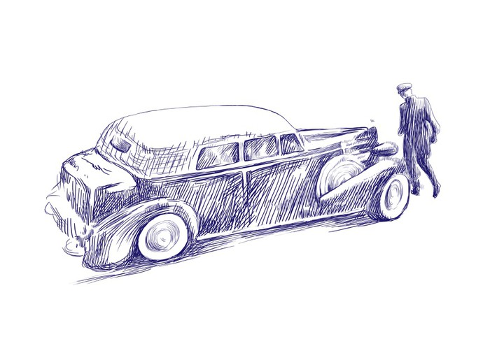 700x495 Driver (This Is Original Blue Sketch With Sharp Outlines !) Wall - Outlines Sketch