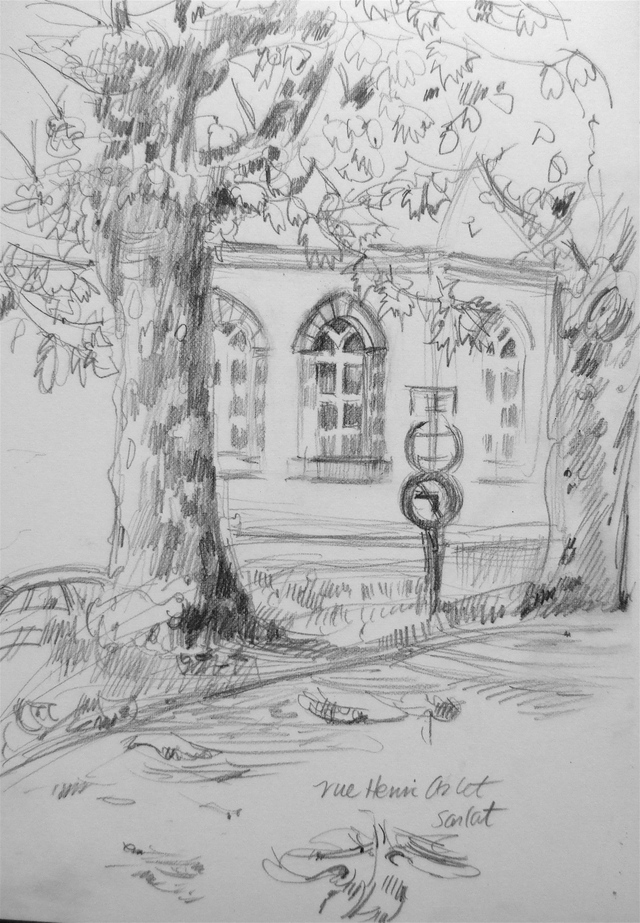 640x923 Travel Sketches Outside The Public Gardens, Sarlat - Outside Sketch