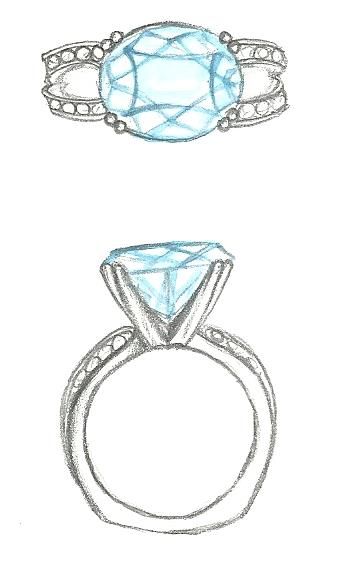 351x576 Mark Schneider Design Sketch Of Amore Engagement Ring Design With - Oval Sketch