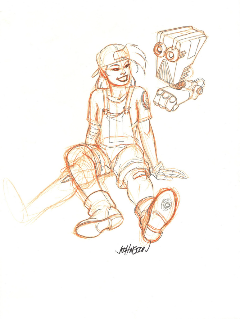 773x1024 Drawing Of A Girl In Overalls By Dave Johnson Michael Conde - Overalls Sketch