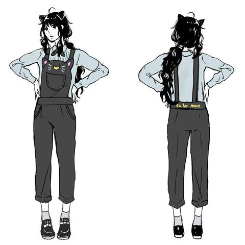 480x480 S Xl Sailor Moon Luna Black Cat Suspender Overalls Pants Sp165349 - Overalls Sketch