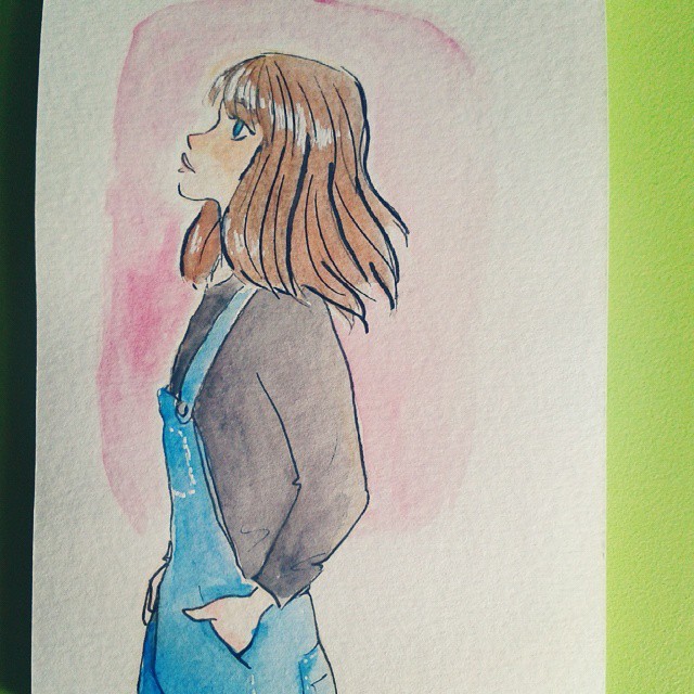 640x640 Tona Doodles Watercolour Overalls - Overalls Sketch