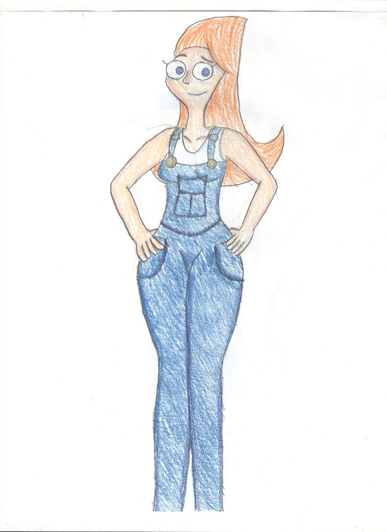 765x1053 Candace Flynn In Overalls By Trainsandcartoons - Overalls Sketch