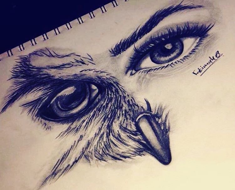 750x606 My Drawing World - Owl Eyes Sketch