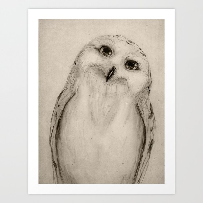 700x700 Snowy Owl Sketch Art Print By Isaiahstephens Society6 - Owl Sketch Art
