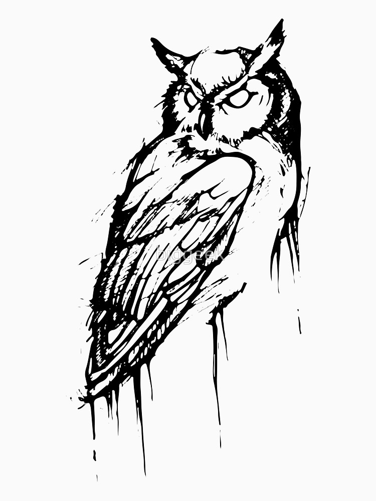 750x1000 Owl Sketch Unisex T Shirt By Biggeek Redbubble - Owl Sketch Pictures
