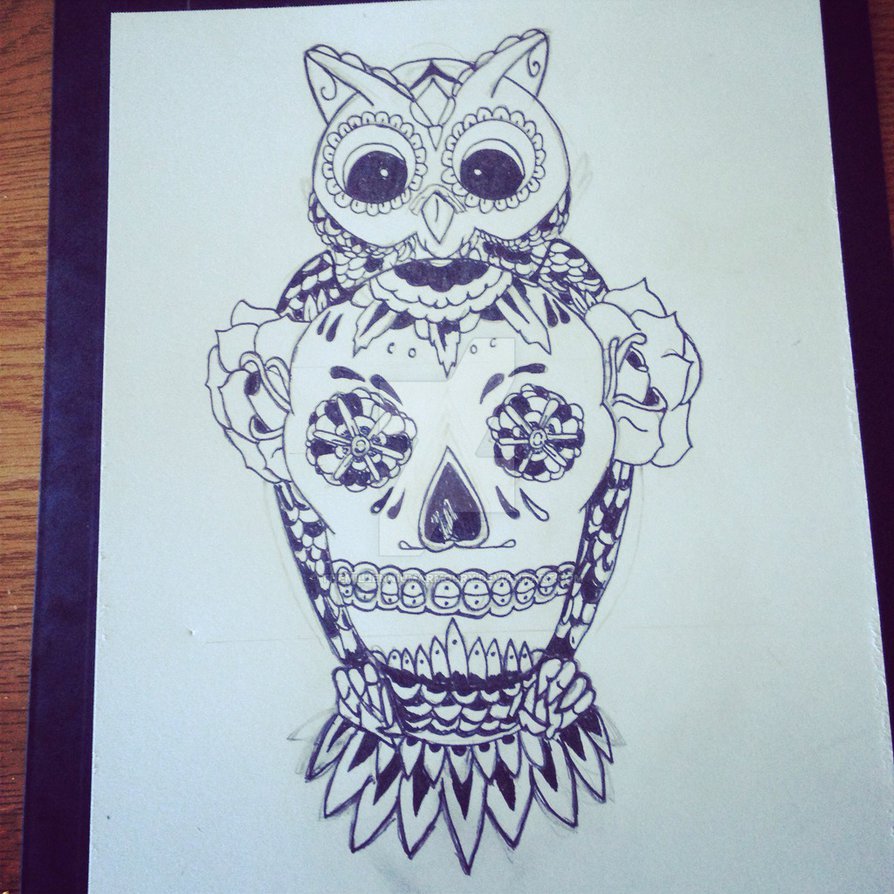 894x894 Owl And Skull Tattoo Sketch. By Themillenniumarmoury - Owl Skull Sketch