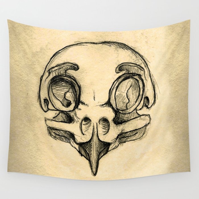 700x700 Owl Skull Wall Tapestry By Glyphoteque Society6 - Owl Skull Sketch