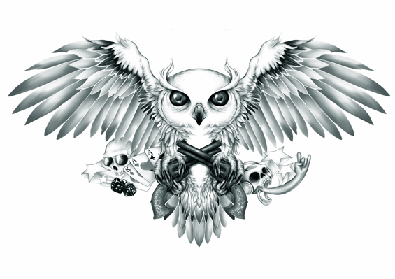 565x399 Owl Tattoo Designs - Owl Tattoo Sketch