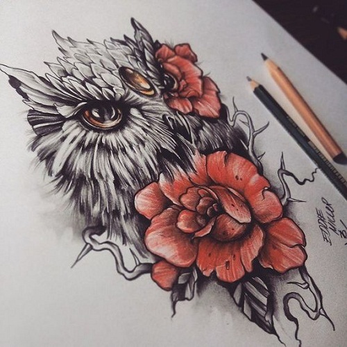 500x500 150 Meaningful Owl Tattoos (Ultimate Guide, October 2018) - Owl Tattoo Sketch