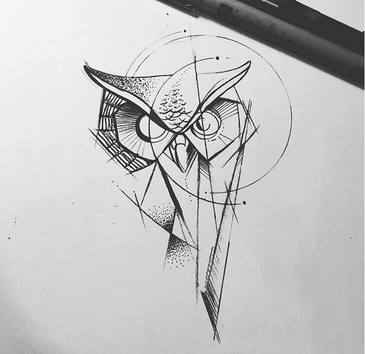 751x728 Pics Of My Favorite Geometric Tattoos Art Amp Tattoos - Owl Tattoo Sketch