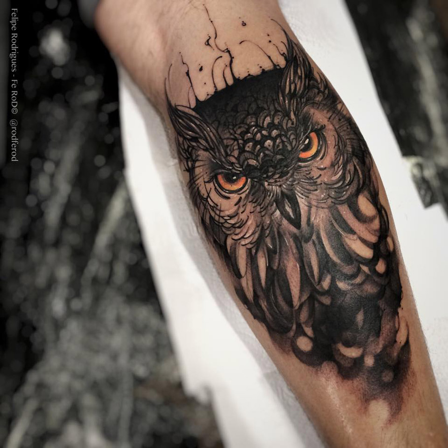 910x910 The 100 Best Owl Tattoos For Men Improb - Owl Tattoo Sketch