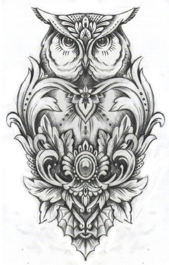 334x521 Tatuirovkasochi - Owl Tattoo Sketch