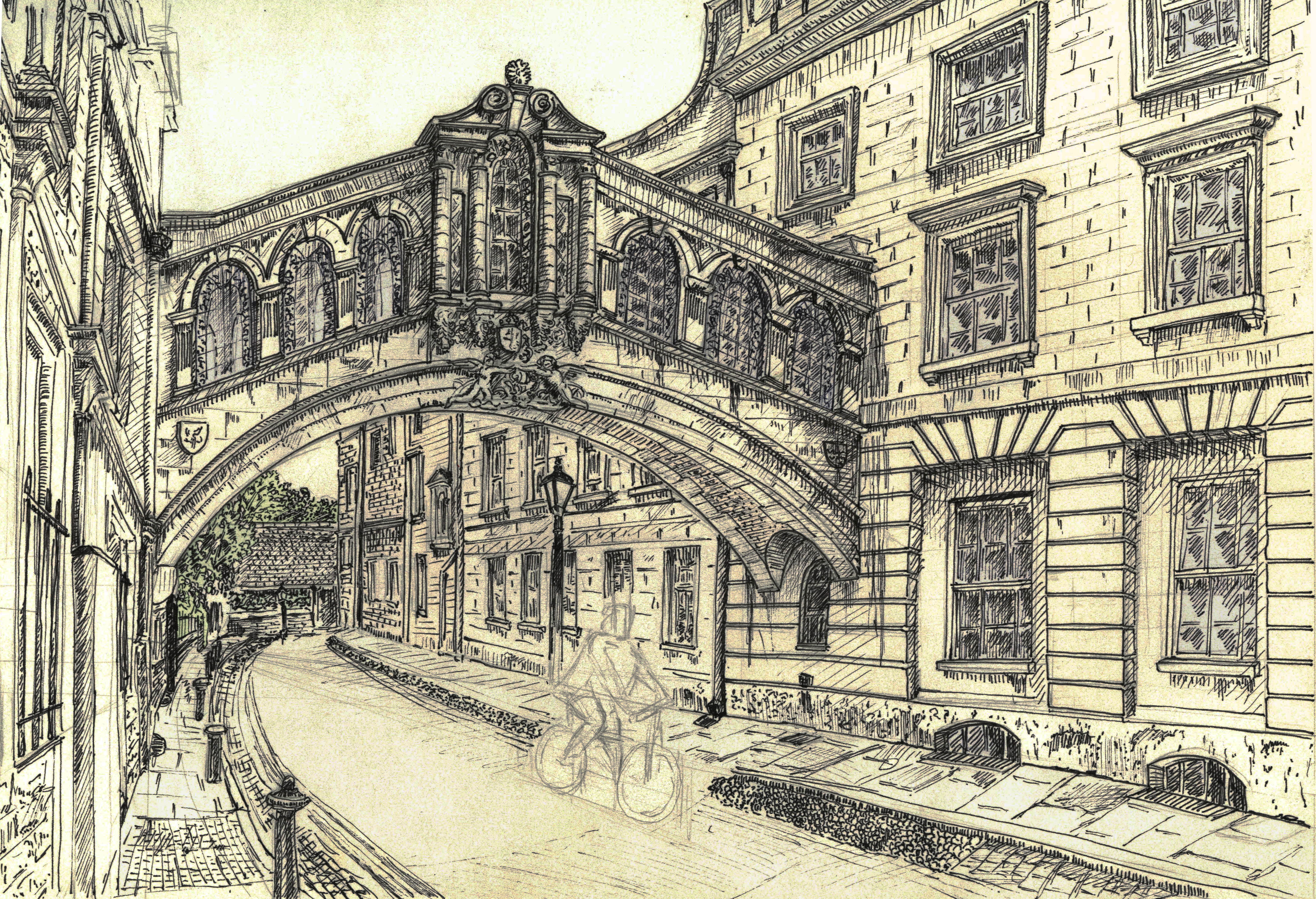 5923x4050 Oxford Bridge Of Sighs Drawing London Drawings - Oxford Sketch