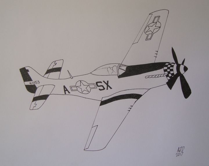 720x575 P 51 Mustang Pen Sketch - P 51 Mustang Sketch