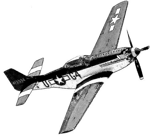 500x445 P 51 Mustang Sketch The North American Aviation P 51 - P 51 Mustang Sketch