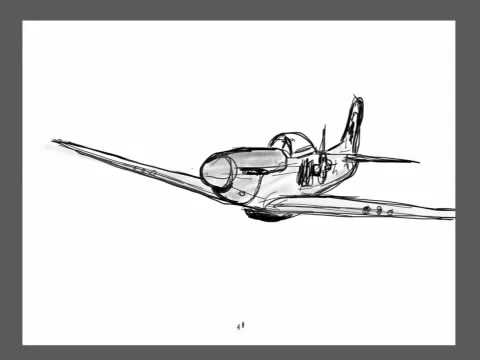 480x360 P 51 With The Wacom Cintuos Pen - P 51 Mustang Sketch