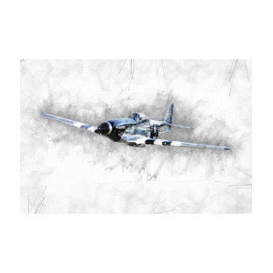 300x300 P 51 Mustang Sketch Digital Art By J Biggadike - P51 Mustang Sketch