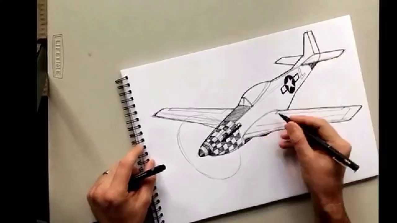 1280x720 P51 Mustang Hand Sketch - P51 Mustang Sketch