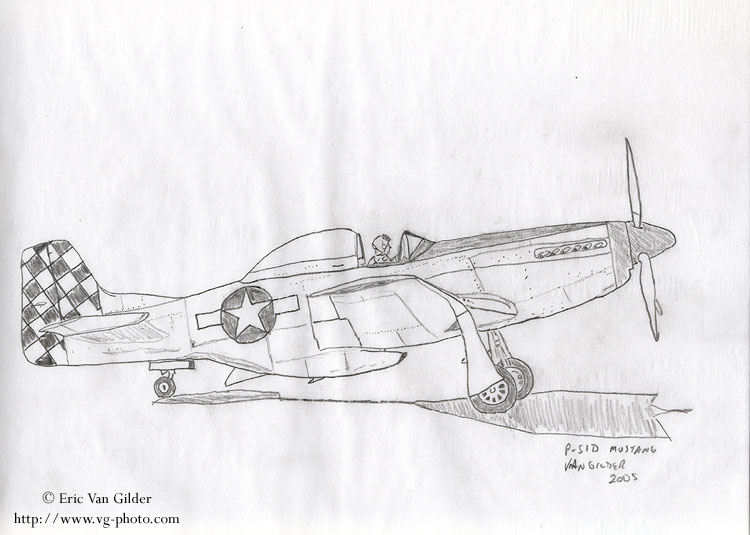 750x535 Van Gilder Aviation Photography, Artwork - P51 Mustang Sketch