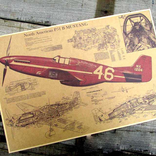 640x640 Vintage Poster P51 Mustang Fighter Aircraft Structure Drawing - P51 Mustang Sketch
