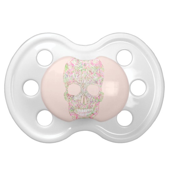 540x540 Girly Pink Floral Paisley Sugar Skull Sketch Pacifier - Pacifier Sketch