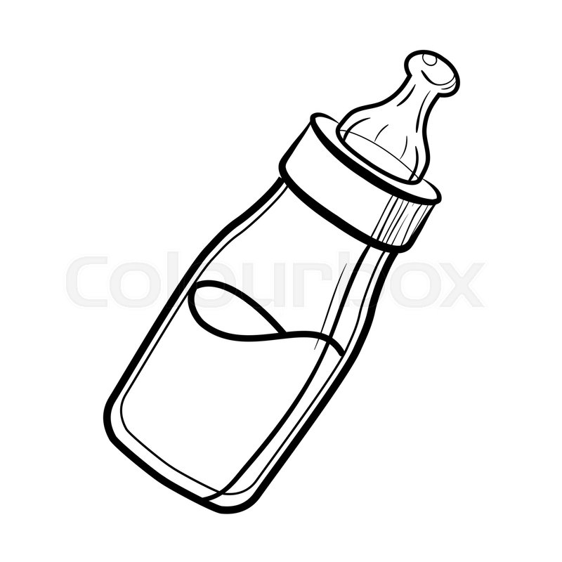 800x800 Sketch Baby Bottle With Milk And Soft Rubber Pacifier Sketch Icons - Pacifier Sketch