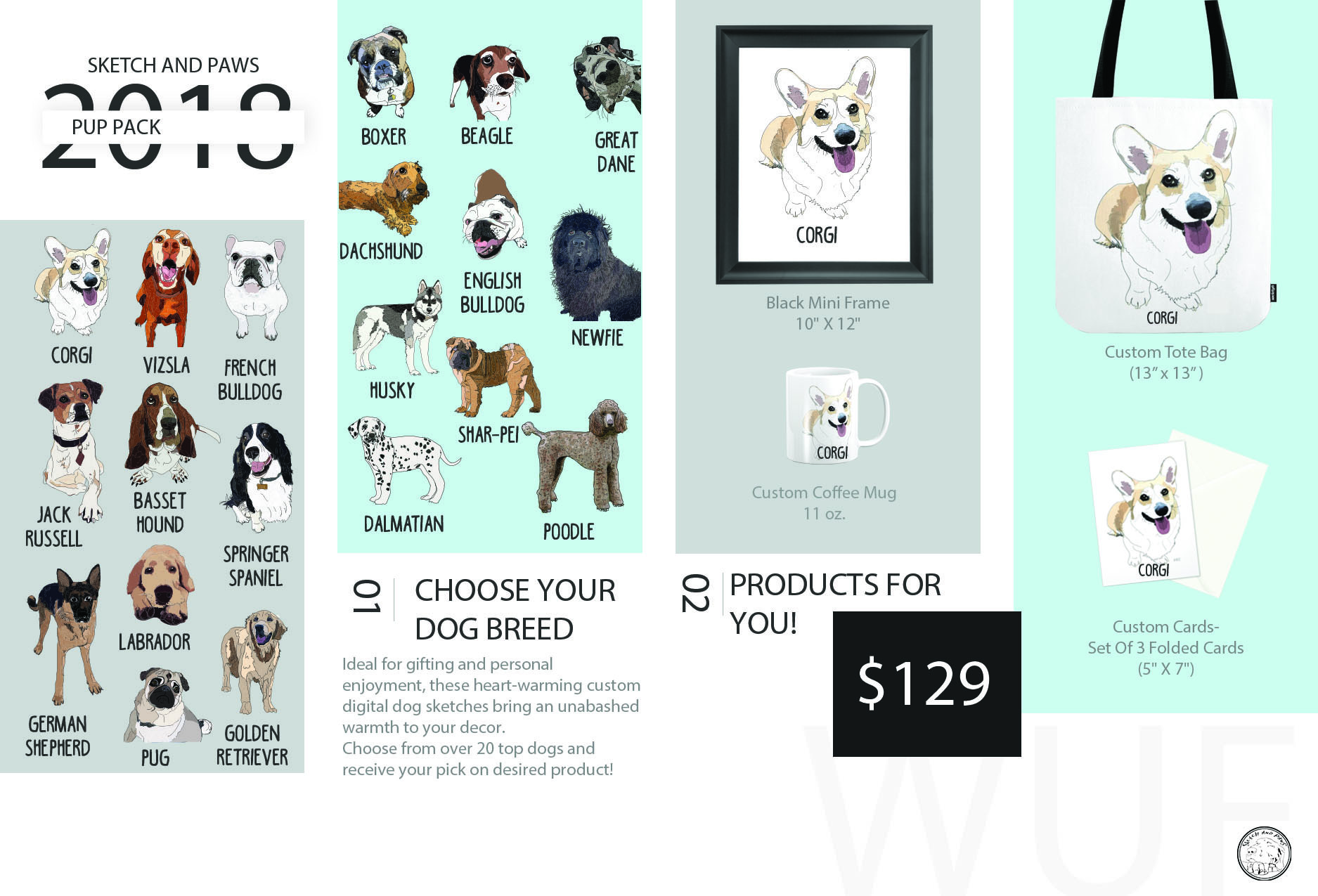1875x1275 Custom Dog Sketch Packages Sketch And Paws - Package Sketch