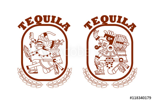 500x331 Sketch Drawing Aztec Pattern For Tequila Package Design On Brown - Package Sketch