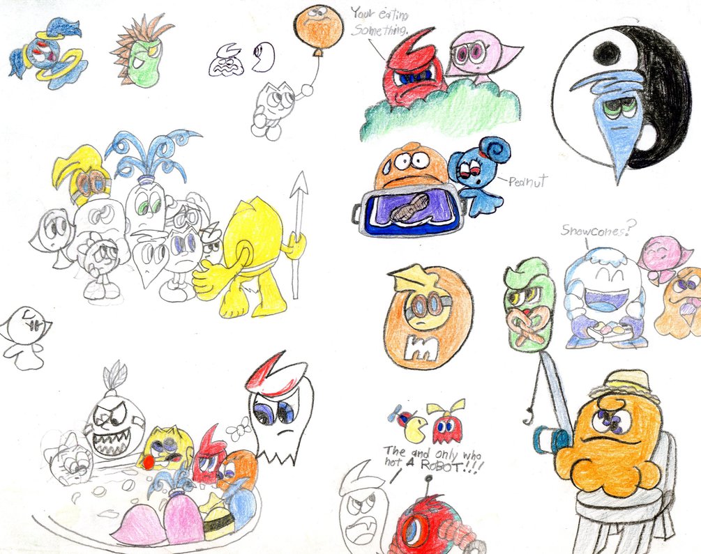 1005x795 Pac Man Arrangement Sketch By Jamaratyneklenard - Pacman Sketch