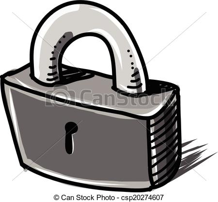 450x418 Lock Cartoon Sketch Vector Illustration. Hand Drawn Cartoon Sketch - Padlock Sketch