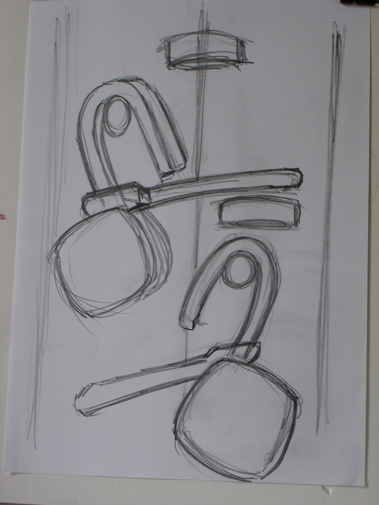 768x1024 Padlock Sketch Padlock Study Blue Pencil On Paper 8.5 X - Padlock Sketch