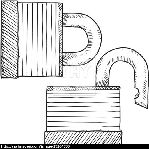 512x512 Padlock Sketch Vector - Padlock Sketch