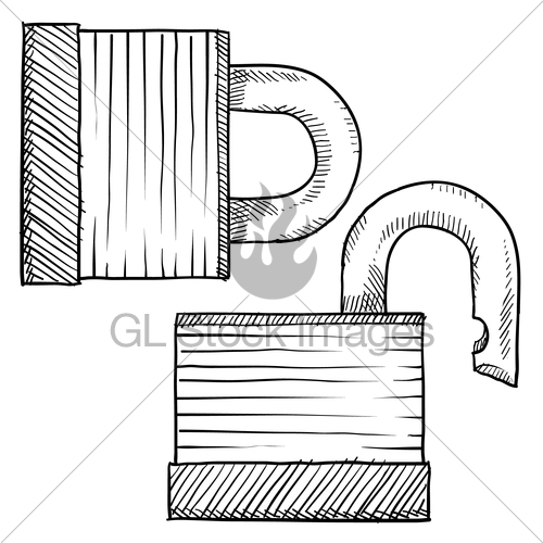 500x500 Secure Padlock Sketch Gl Stock Images - Padlock Sketch