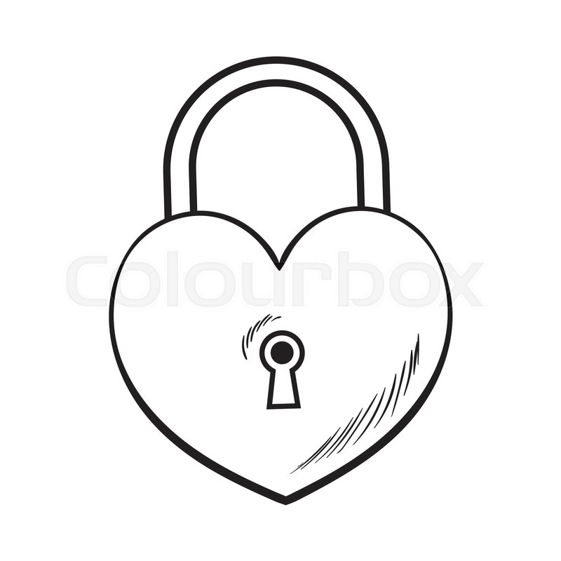 800x800 Traditional Heart Shaped Padlock For Love Lock Unity Ceremony - Padlock Sketch