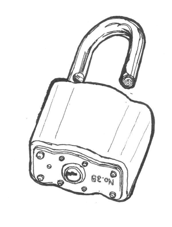 600x792 Black Line Drawing Of An Open Padlock Sketch - Padlock Sketch