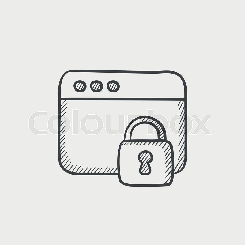 800x800 Browser Window With Lock Sketch Icon For Web, Mobile And - Padlock Sketch