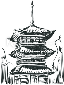 260x344 Download Japan Sketch Clipart Kiyomizu Dera Japanese Pagoda - Pagoda Sketch
