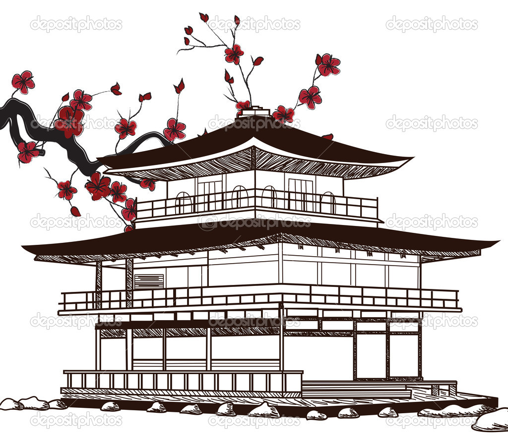 1024x896 Japanese Pagoda Sketch Kevin Mckenna Art - Pagoda Sketch