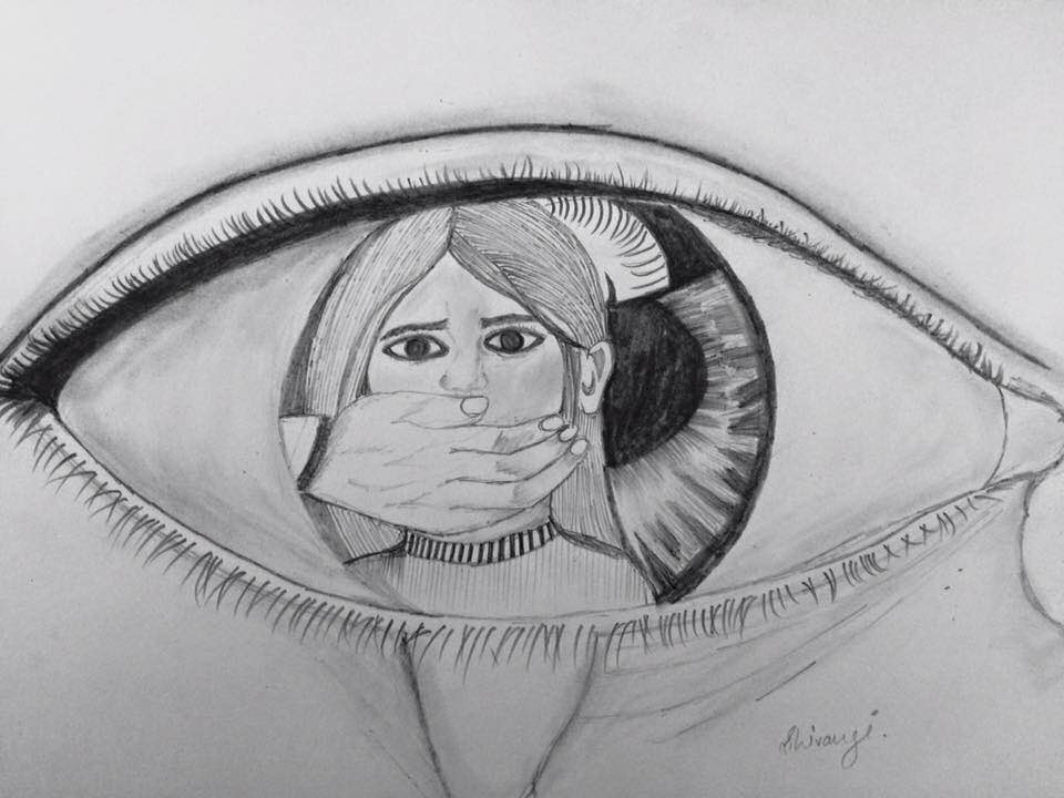 960x720 Pain Of A Girl In Her Eyes Painting Amp Sketching By Shivangi Sharma - Pain Sketch