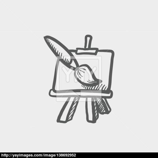 512x512 Chart And A Paint Brush Sketch Icon Vector - Paint Brushes Sketch